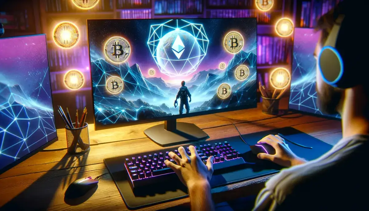 Photo of a gamer playing a blockchain-based video game