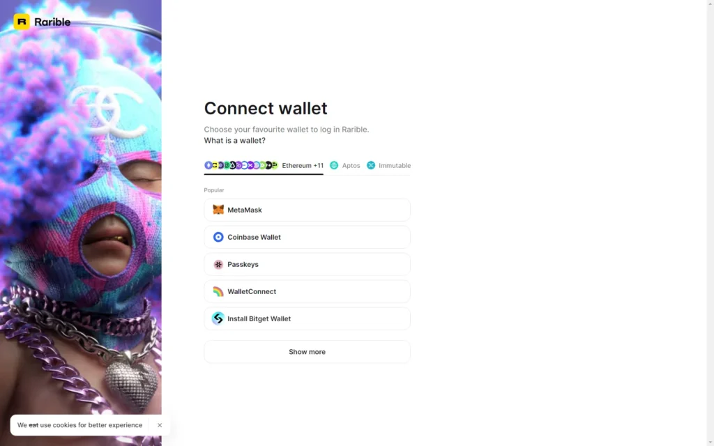 Connect wallet on Rarible