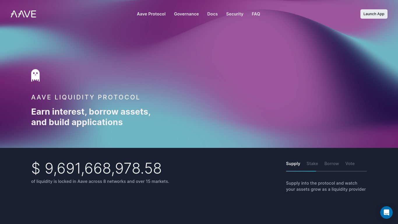 Aave crypto lending platform