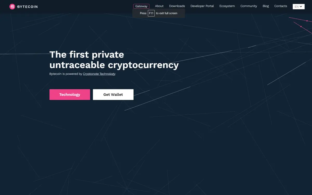 Bytecoin homepage