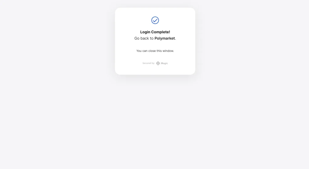 Login to Polymarket Complete