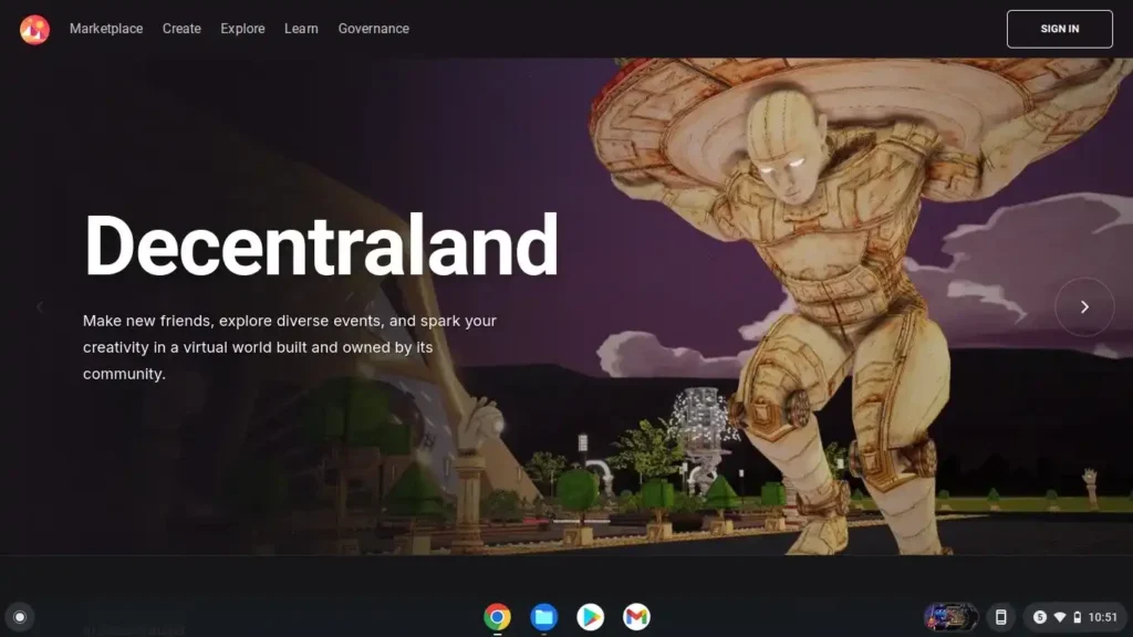 Decentraland - A metaverse standing among the best free crypto games