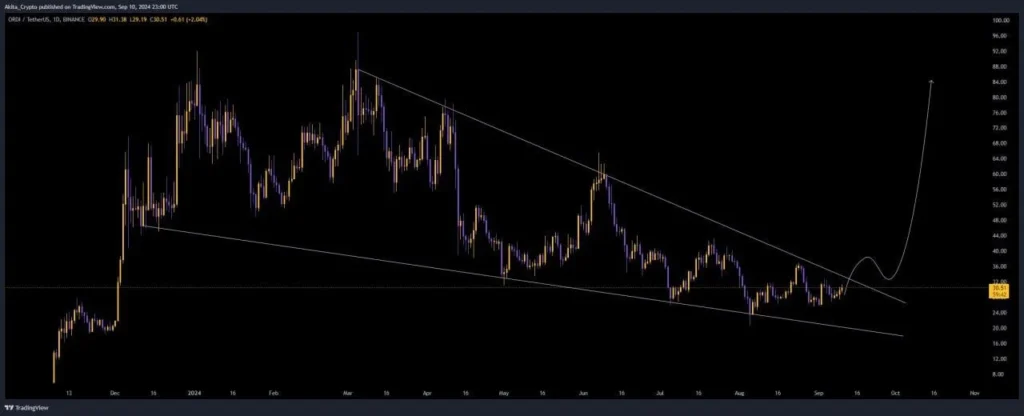 ORDI Price chart 11.9.2024