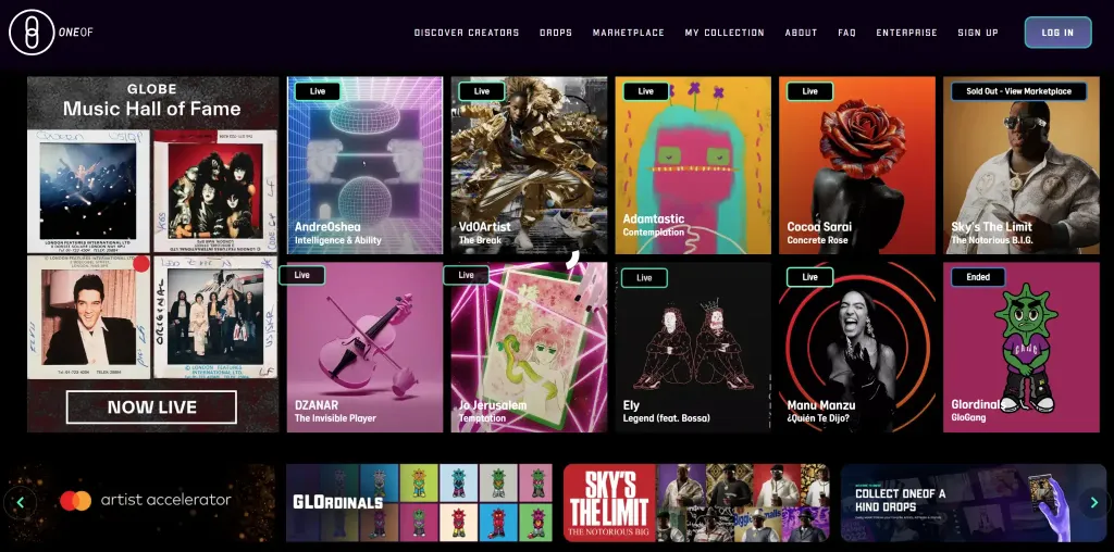 OneOf Top Music NFT Marketplace