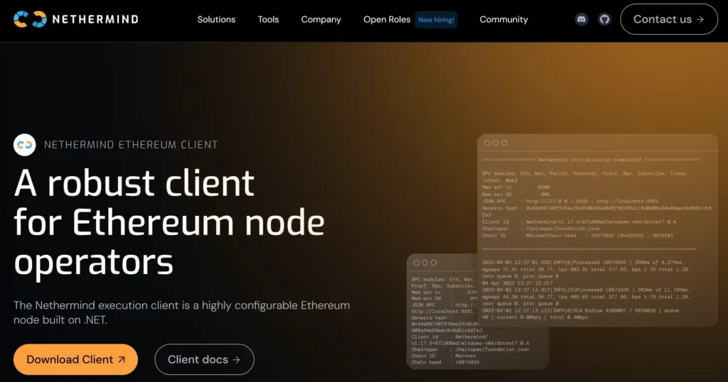 Nethermind - Robust client for Ethereum Node operators