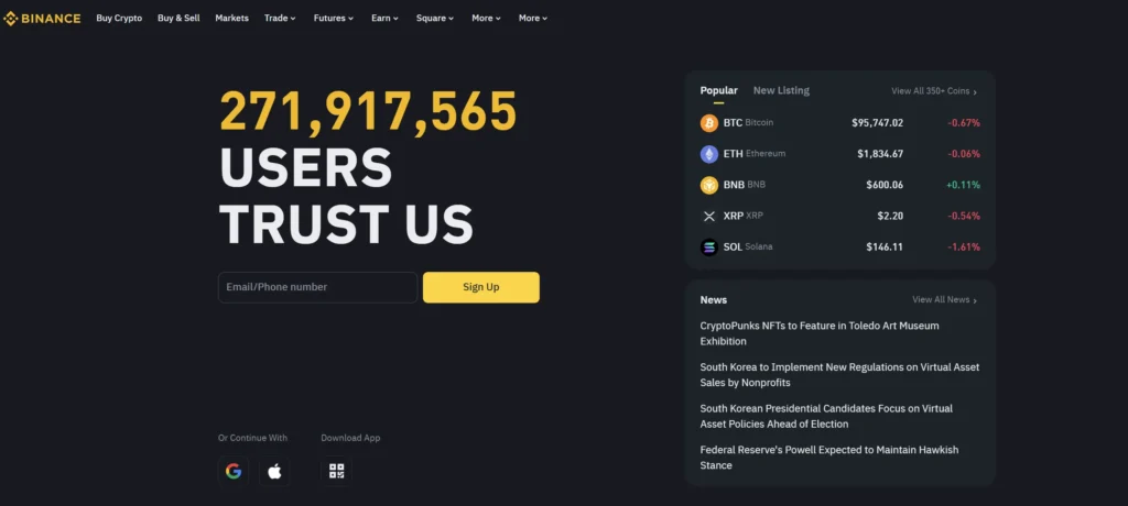 The largetst crypto exchange Binance