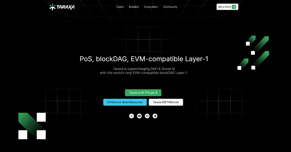 Taraxa blockchain homepage