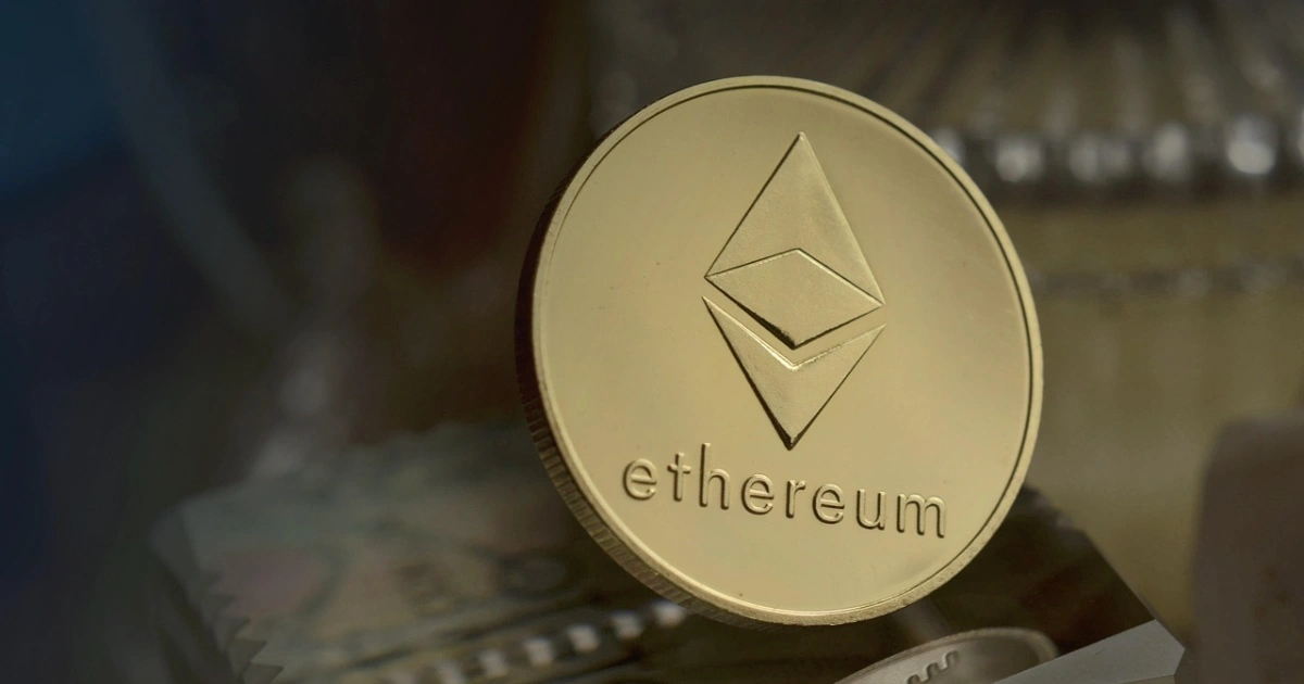Ethereum symbol printed on the coin