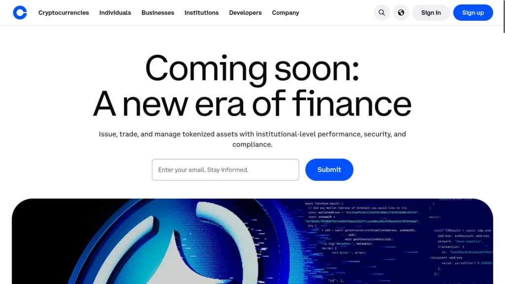 Coinbase exchange homepage