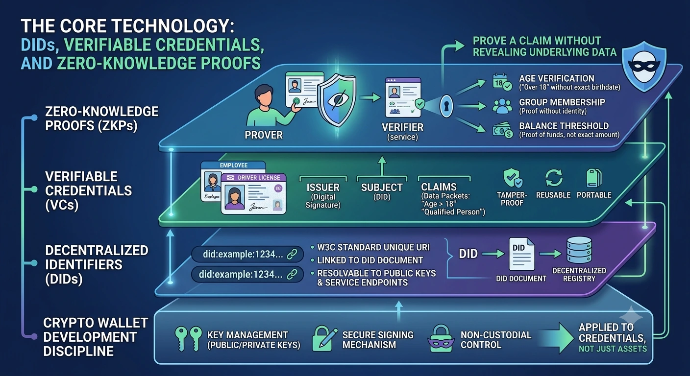 Decentralized Identity - DIDs, Verifiable Credentials, and Zero-Knowledge Proofs - Source: AI Banana Pro