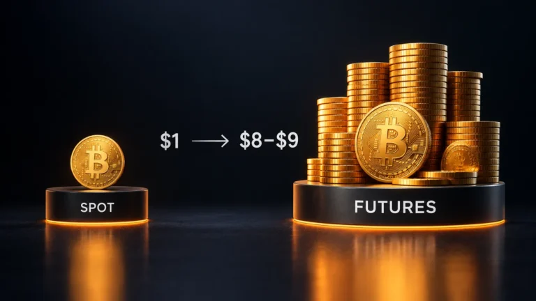 Bitcoin spot vs futures volume: For Every $1 of Spot, $8 to $9 of Futures
