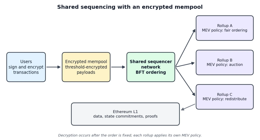 Shared sequencing with an encrypted mempoll